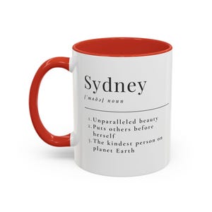 Custom Definition Accent Coffee Mug - Personalized Name and Description, Gift for Coffee Lover, Unique Ceramic Cup, Customizable Drinkware,