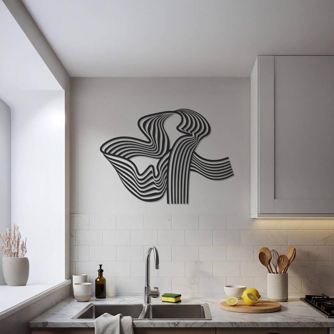 Abstract Line Metal Wall Art, Modern Flowing Wall Sculpture, Minimalist ...