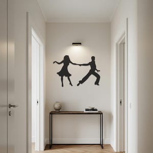 Dancing Couple Metal Wall Art | Modern Dancer Silhouette Wall Decor | Framed Iron Wall Sculpture for Home or Studio Walls, Large Decor
