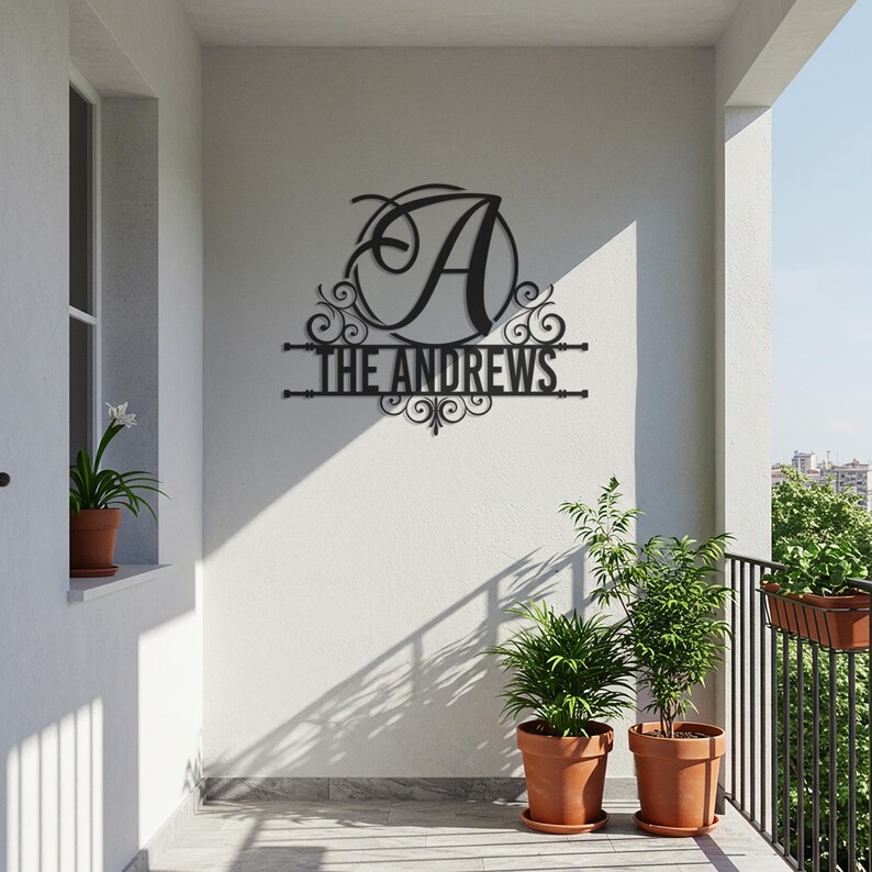 Personalized Family Name Metal Sign, Custom Monogram Wall Art, Initial ...