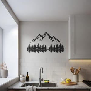 Mountain Forest Metal Wall Art, Nature Scene Decor, Rustic Cabin Aesthetic, Lake Reflection Design, Adventure Gift Idea, Housewarming Gift