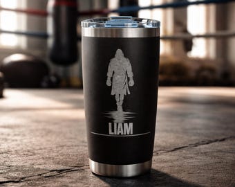Personalized Engraved Boxing Water Bottle | Engraved Boxing Gift | Custom Name Gym Tumbler | Boxing Gift for Athletes | Custom Sports Bottle
