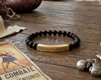 Boxing Stone Bar Bracelet | Engraved Boxing Gift | Motivational Jewelry | Fitness Wristband | Sports Bracelet | Boxing Accessories