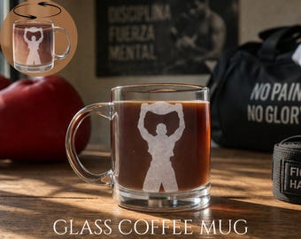 Engraved Boxing Champion Glass Coffee Mug | Gift for Boxing Lovers | Engraved Boxing Gift | Engraved Coffee Cup | Engraved Glass Coffee Cup