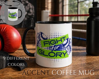 Boxing Mug Fight For Glory | Motivational Gym Mug | Boxing Coffee Mug | Fitness Coffee Cup | Gift for Boxing Lover | Boxing Motivation Cup