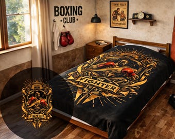Boxing Blanket | Boxing Home Decor  | Boxing Gym Decor | Gift for Boxer | Sports Blanket | Boxing Wall Art Blanket | Athlete Blanket