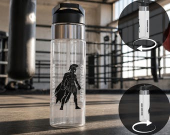 Boxing Bottle Never Back Down Never Surrender | Fitness Sports Bottle with Straw | Gift for Boxer or Gym Lover | Fighters Hydration Bottle