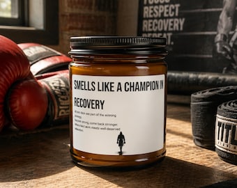 Boxing Candle Gift for Boxer | Amber Soy Jar Funny Boxing Candle for Athletes | Fitness Lover Gift | Training Recovery Candle Gift