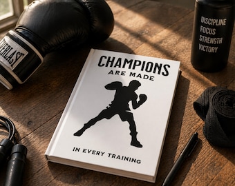 Boxing Notebook Champions Are Made | Motivational Gym Journal | Gift for Boxer Athlete | Workout Planner | Gift for Boxer Coach Gym Log Book