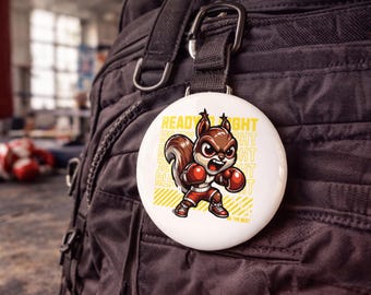Ready to Fight Boxing Pin | Cute Squirrel Boxer Badge | Cute Boxing Accessory for Gym Lovers | Boxing Gift Pin Badge | Ready to Fight Badge