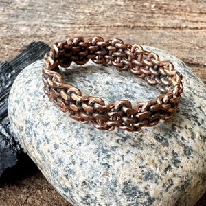 Handwoven Solid Copper Ring – Braided Rustic Viking Band for Men Women