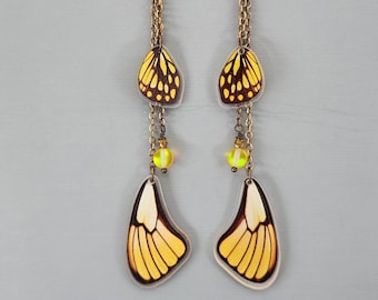 Butterfly Wing Earrings Yellow Butterfly Wings Earrings Long Dangle Drop Earrings Magical Fairy Butterfly Wing Earrings Colorful Wings