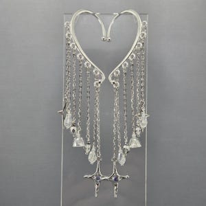 Silver Starburst Ear Cuff with Glass Crystals, No Piercing Ear Wrap Pair or Single