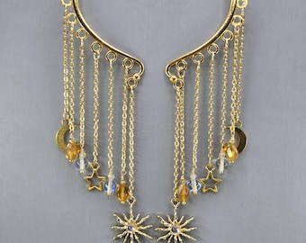 Sun Ear Cuffs Gold Sun Burst Ear Wrap Celestial Ear Cuffs No Piercing Earrings Single