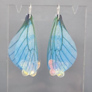 Fairy Wing Earrings Dragonfly Wings Earrings Blue Fairy Wing Earrings Butterfly Crystal Earrings Blue Teardrop Crystal Earrings Dangle Wings image 7