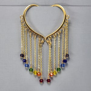 Ear Cuffs Ear Wraps Dangle Ear Cuff Rainbow Ear Cuffs Chakra Ear Wrap Pride Cuff No Piercing Earrings LBGTQ Gold Ear Wrap One Pair or Single