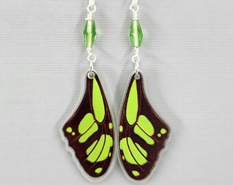 Butterfly Wing Earrings Green Butterfly Wings Earrings Dangle Drop Earrings Magical Fairy Butterfly Wing Earrings Colorful Wing Jewelry