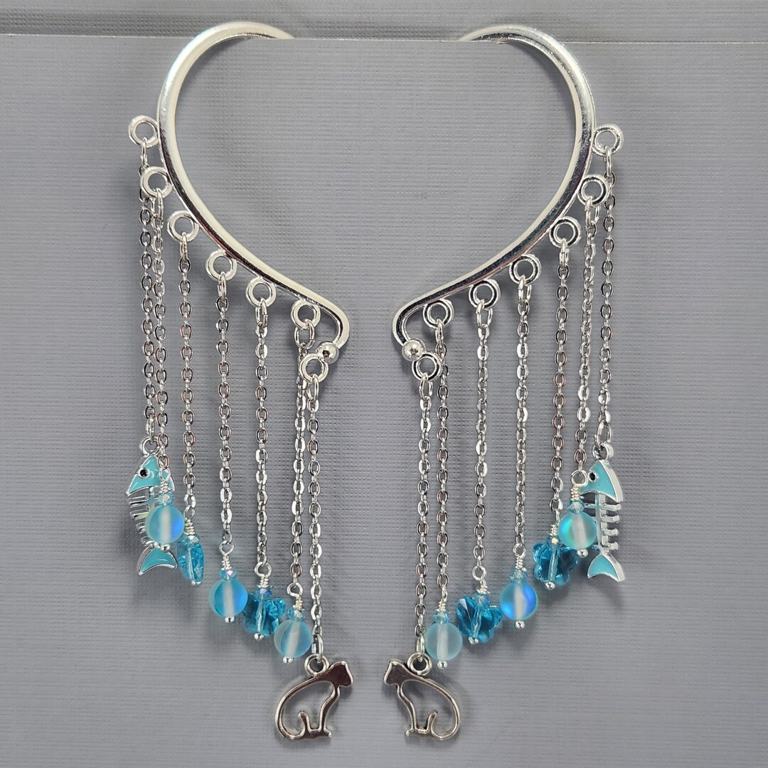 Earcuffs No Piercing Abstract Cat Ear Cuff No Piercing,Black Ear