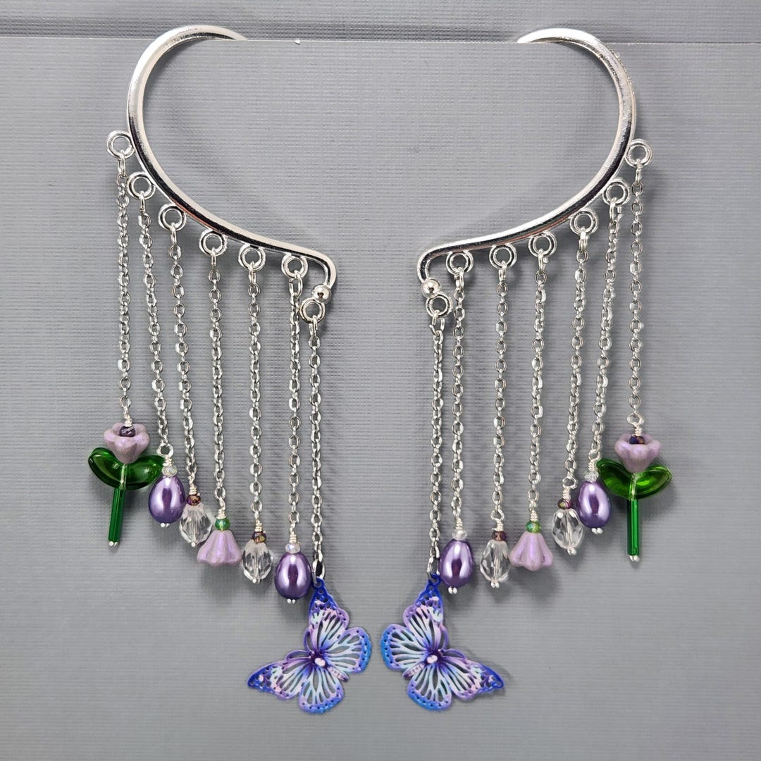 Ear Waps Ear Cuffs Ear Wraps Purple Filigree Butterfly Ear Cuff Lavender Lily ...