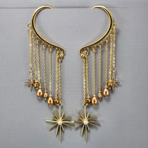 Ear Cuffs Ear Wraps Starburst Ear Cuff Gold Star Burst Ear Wrap North Star Ear Cuffs Gold North Star Geen piercing-oorbellen paar of enkel