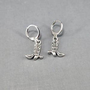 Huggie Hoop Earrings Cowboy Boot Earrings Silver Boot Earrings Boot Hoop Earrings Tiny Hoop Earrings Dainty Hoop Earrings Pair or Single