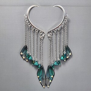 Ear Cuffs Ear Wraps Fairy Wing Ear Cuff Dragonfly Wings Long Dangle Ear Cuffs No Piercing Earrings Teal Green Wings Glitter Wing Ear Cuff