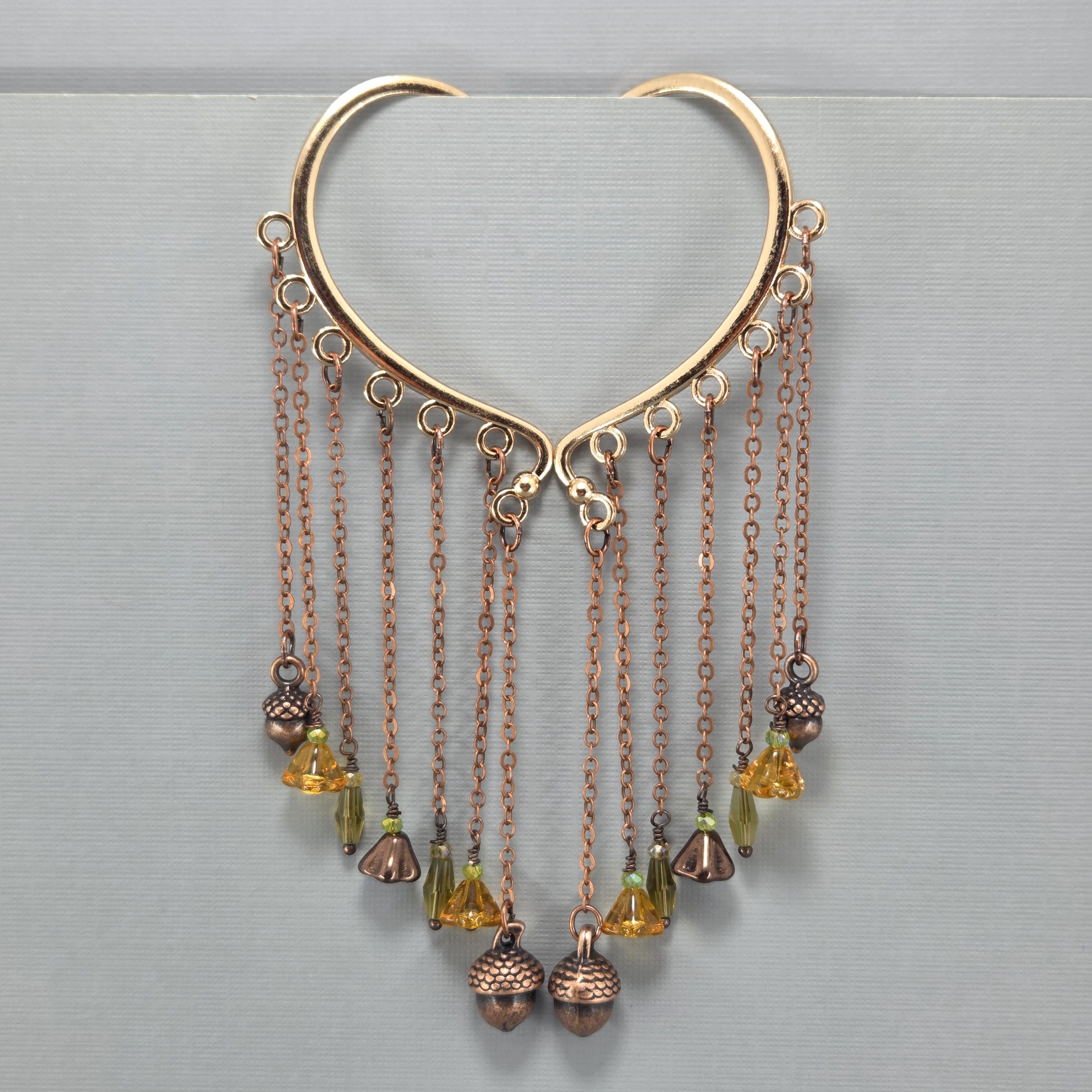 Acorn Ear Cuff Copper Acorn Dangle Wraps No Piercing Earrings Autumn…
