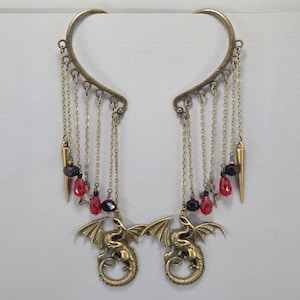 Ear Cuffs Ear Wraps Dragon Ear Cuff Dangle Ear Wrap grote messing drakenmanchetten Geen piercing oorbellen Brass Dragon Brass Star Brass Spike