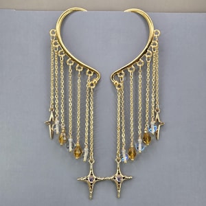 Orecchino Starburst Ear Cuff Gold Star Burst Ear Wrap North Star Ear Cuffs Orecchini senza piercing Coppia o singolo