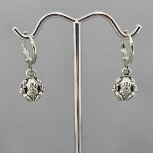 Huggie Hoop Earrings Frog Earrings Silver Frog Hoop Earrings Tiny Hoop Earrings Dainty Hoop Earrings Pair or Single