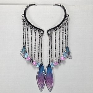 Ear Cuffs Ear Wraps Dangle Ear Wrap Blue Purple Fairy Wing Ear Wrap Black Dragonfly Wing Ear Cuff No Piercing Earring Pair or Single