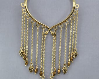 Pendientes colgantes pequeños con forma de piña dorada, cuentas de cristal, sin necesidad de perforación (par o individual)