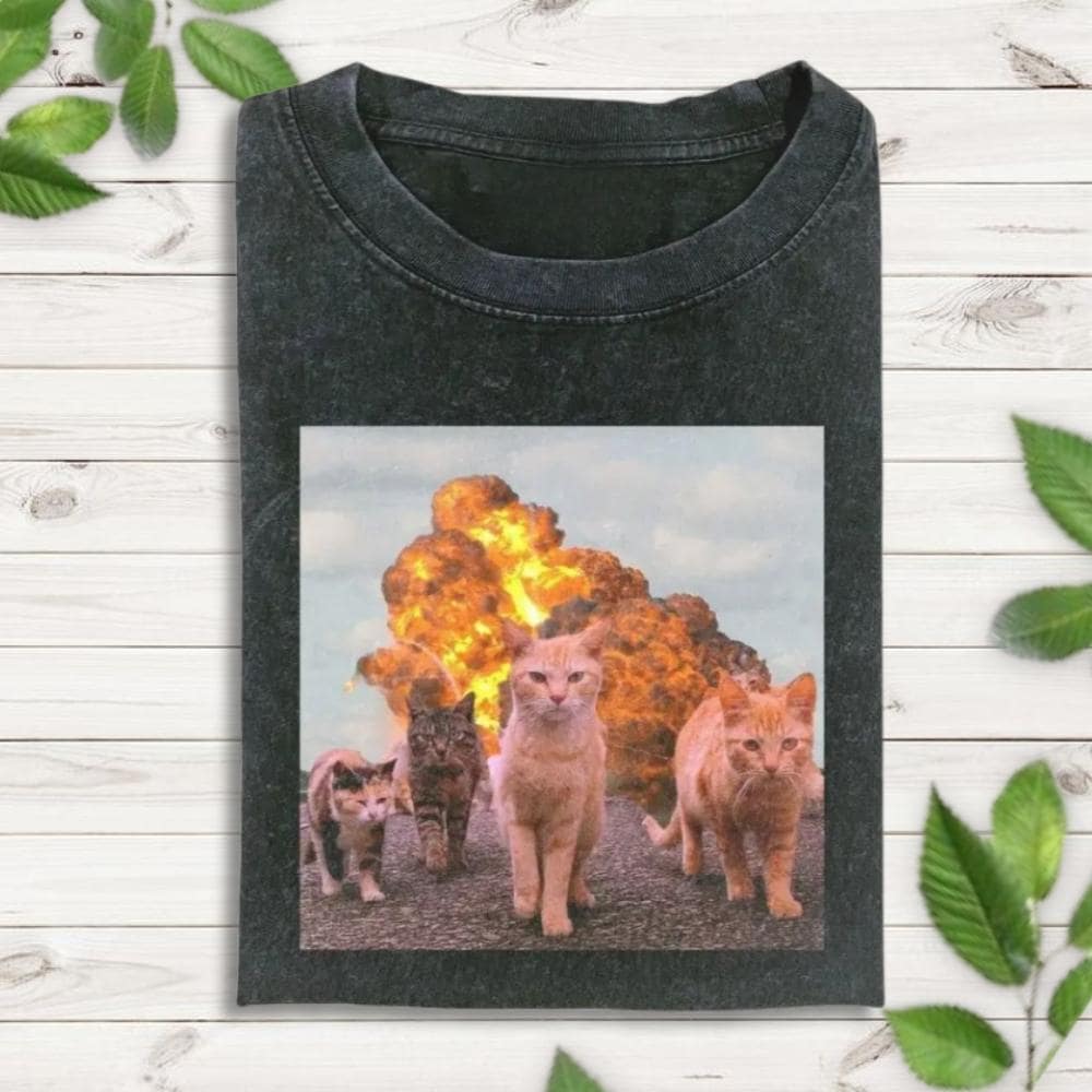 Fire Orange Cat T-Shirt, Cool Cat Shirt, Cat meme gift, meme shirts, Cat Lover Gift, Gen Z Joke Shirt, Stupid Brainrot Gift, Funny Kitty Tee