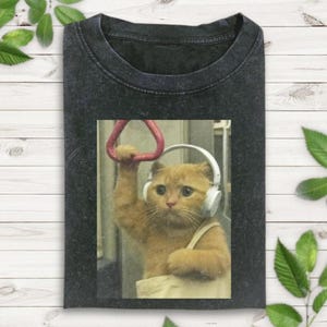 Funny Cat On Bus Shirt, Cute Cat Shirt, Gen Z Joke Shirt, Stupid Brainrot Gift, Cat Lover Gift, Funny Kitty Shirt, Cool Cat Shirt