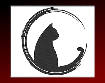 Cat Silhouette 5 Digital Machine Embroidery Many formats available