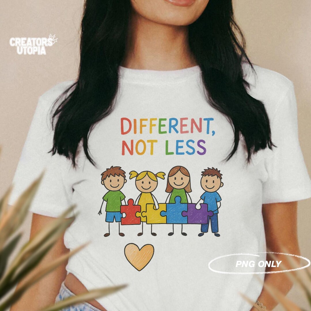 Autism Different Not Less PNG | Puzzle Piece Heart Design for ...