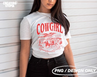 Cowgirl Rodeo Horse Western Red Distressed PNG | Wild West Sublimations | Inspirational Quotes File | Desert Design | Transparent PNG