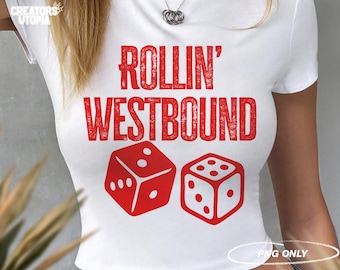 Rollin' Westbound PNG | Rodeo Cowboy Energy PNG | カントリーグランジデザイン | 3つのサイコロのウエスタンクリップアート | Wild West デジタルダウンロード