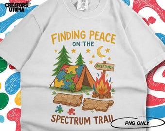Autism Camping and Outdoors PNG | On the Spectrum Design for Dtf, Sublimation | Autism Acceptance & Advocacy | Awareness Instant Download