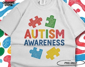 Autism Awareness PNG | Puzzle Piece Autism Design for Sublimation | Autism Awareness Month & Support Shirts | Neurodiversity Puzzle PNG
