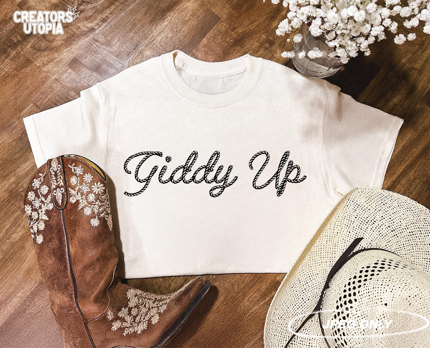 Giddy Up Cowgirl Rodeo Horse Western Black PNG | Wild West Sublimations | Vintage Western Quotes File | Western Girl Design | Rodeo PNG