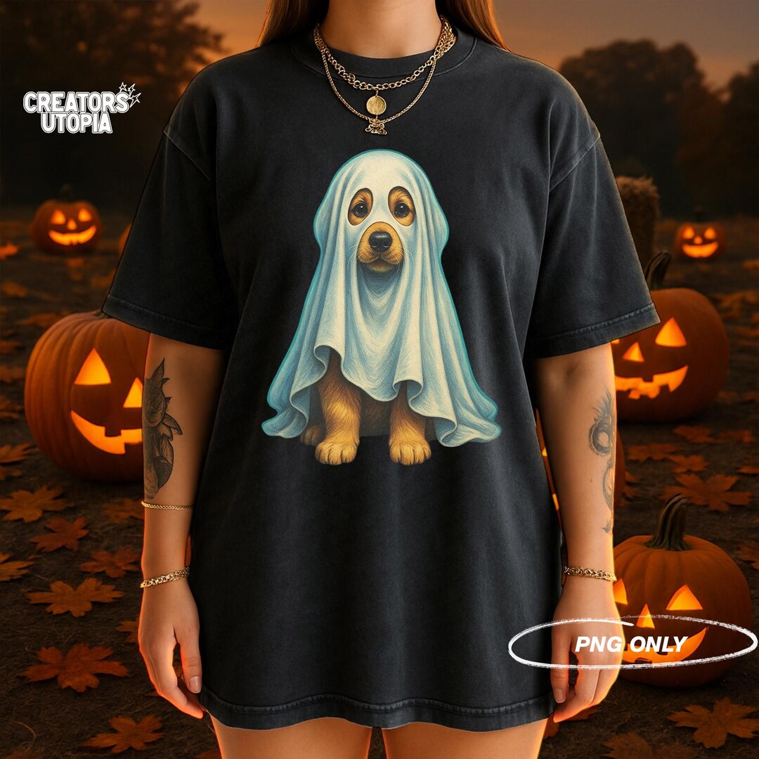 Realistic Ghost Puppy PNG Retro 90s Vintage Halloween Dog Design Cute ...