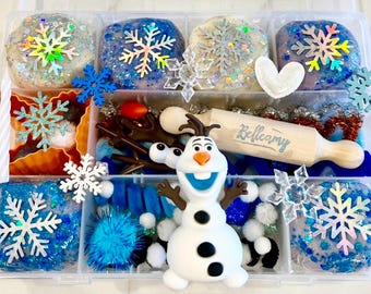 Snowman Organic Play Dough Sensory Kit: Non-Toxic Dough, Kids Birthday Gift