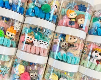 Princess frozen sensory play dough jar gift for girl organic playdoh kit kid birthday busy box frozen party favor rainbow glitter present