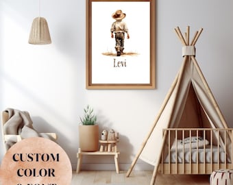 Personalized Cowboy Nursery Print: Western Name Art (Digital Download)