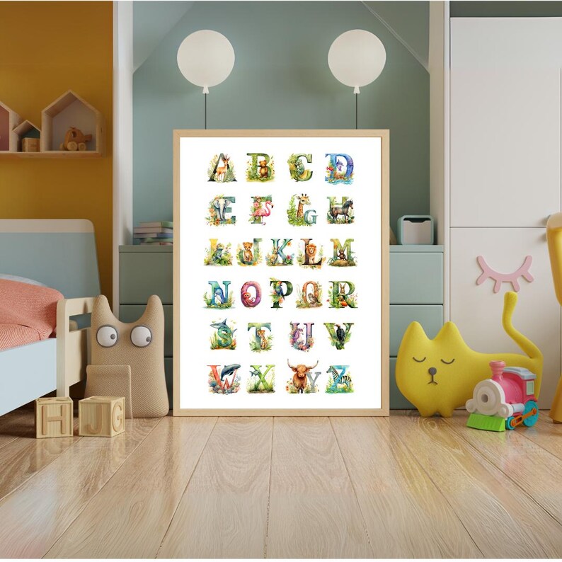 Animal Alphabet Poster: Safari Nursery Art, Jungle ABC Print (digital ...