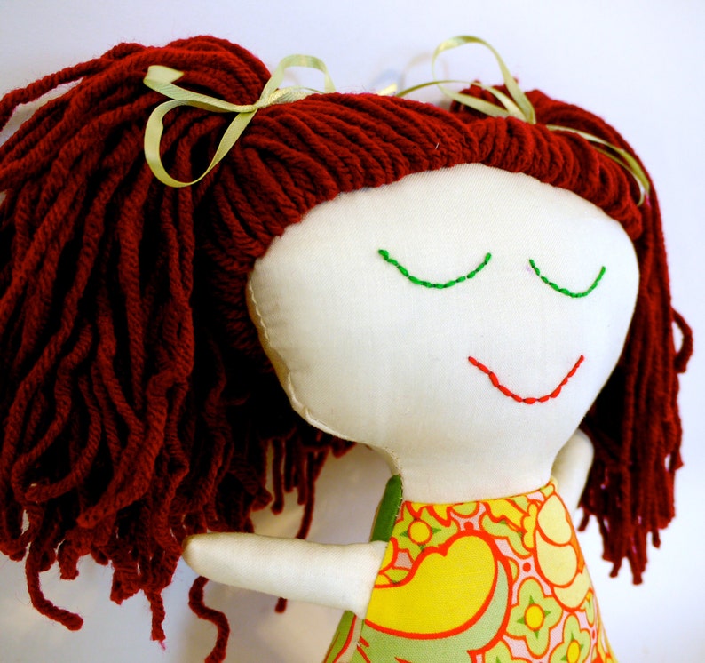 Handmade Rag Doll. Red Hair. Ready to Ship. OOAK image 1