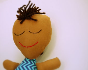 Hispanic Ethnic Rag Doll.  Mohawk Hair. Cut punk rock rag doll.