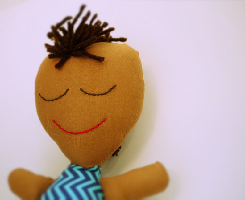 Hispanic Ethnic Rag Doll. Mohawk Hair. Cut punk rock rag doll. image 1