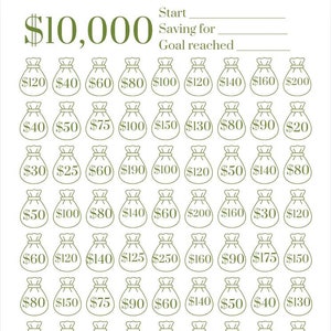 Printable 10,000 and 5,000 Dollar Savings Challenge, Digital Download,  PDF
